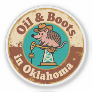 Quirky Western Charm_ Oklahoma Cowboy Armadillo Sticker