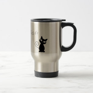 Quirky Whimsical Black Cat Glittery-Hello Gorgeous Travel Mug