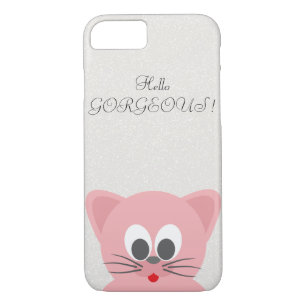 Quirky Whimsical Cat Glittery-Hello Gorgeous iPhone 8/7 Case