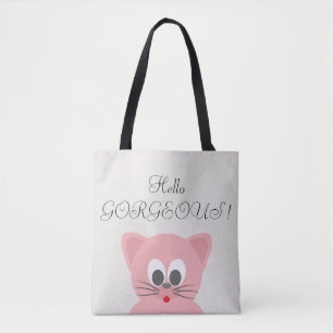 Quirky Whimsical Cat Glittery-Hello Gorgeous Tote Bag