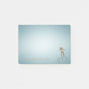 Quirky Whimsical Cat -Personalized Post-it Notes