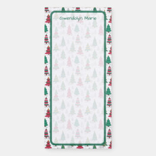 Quirky Whimsical Decorated Christmas Trees Doodles Magnetic Notepad