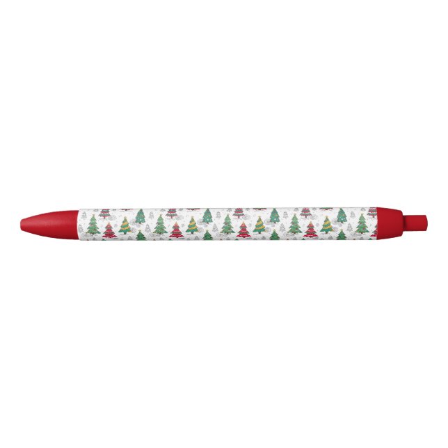 Quirky Whimsical Decorated Christmas Trees Doodles Pen (Front)