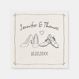Quirky Whimsical Hand Drawn Doodle Shoes Wedding Napkins