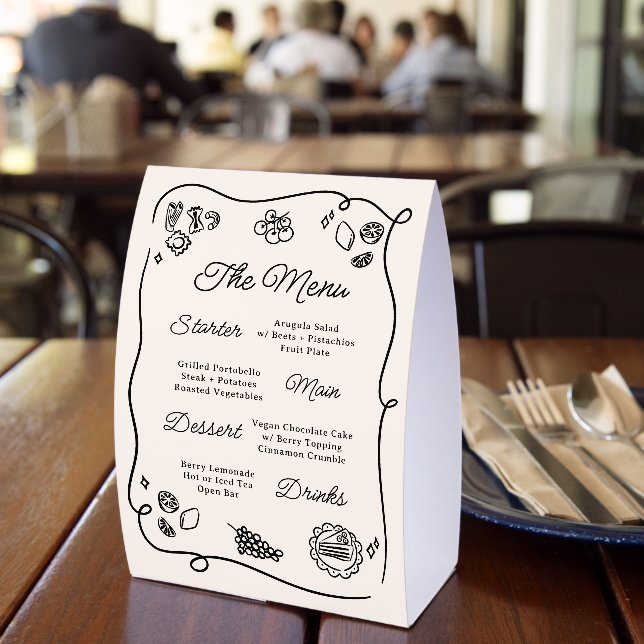 Quirky & Whimsical Menu Paper Table Tent (Insitu(Restaurant))