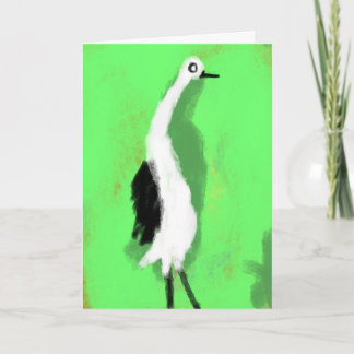 Quirky Whimsical Stork Painting Card