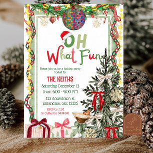 Quirky Whimsy Oh What Fun Christmas Party Invitation