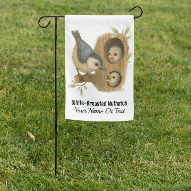 Quirky White-Breasted Nuthatch Garden Flag (In SItu)