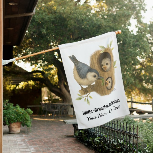 Quirky White-Breasted Nuthatch House Flag (In SItu)