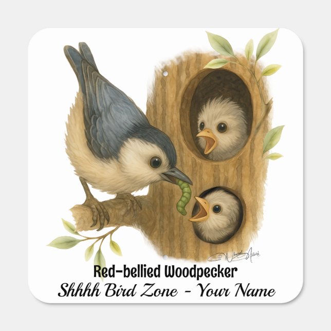 Quirky White-Breasted Nuthatch Metal Sign (Front)