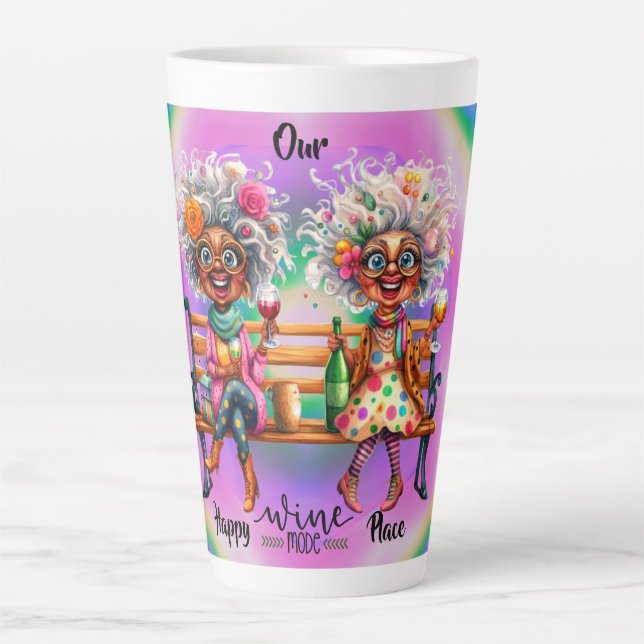 Quirky Wine Lady Wine Mode Latte Mug (Front)