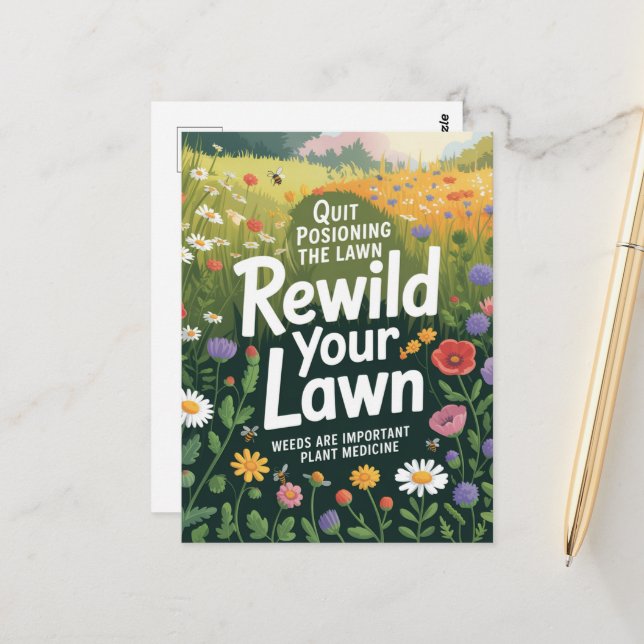 Quit Poisoning Your Lawn Weeds Plant Medicine Postcard (Front/Back In Situ)