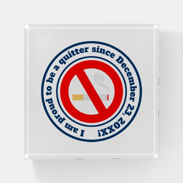 Quit smoking milestone reward paperweight (Front)