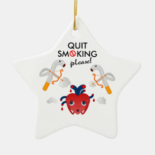 Quit smoking please ceramic ornament