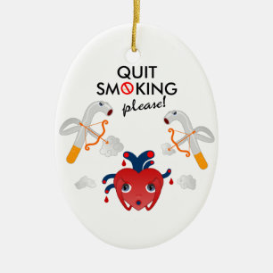 Quit smoking please ceramic ornament
