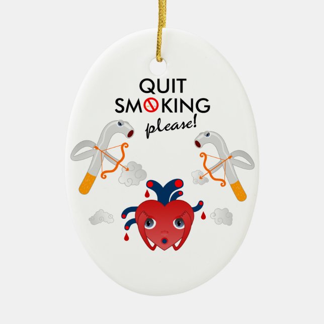 Quit smoking please ceramic ornament (Front)
