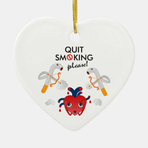 Quit smoking please ceramic ornament