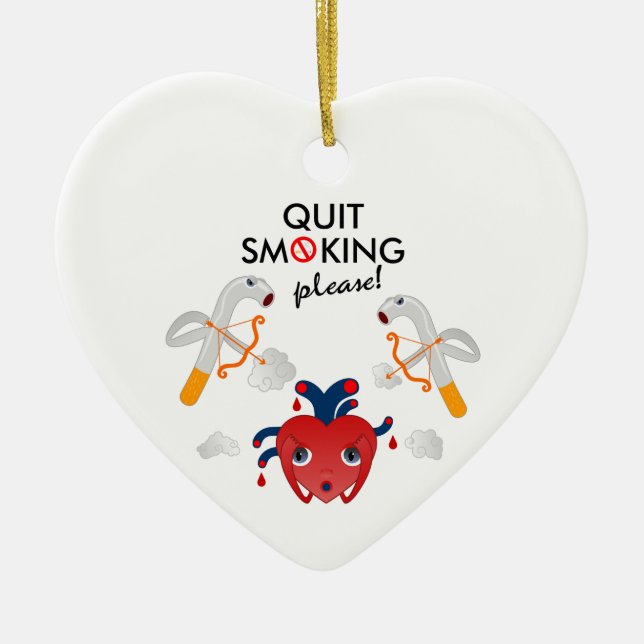Quit smoking please ceramic ornament (Front)