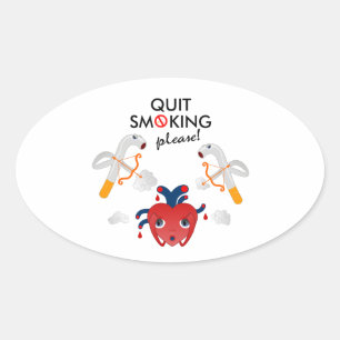 Quit smoking please oval sticker