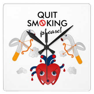 Quit smoking please square wall clock