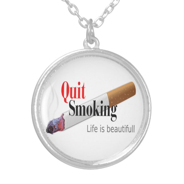 QUIT SMOKING SILVER PLATED NECKLACE (Front)