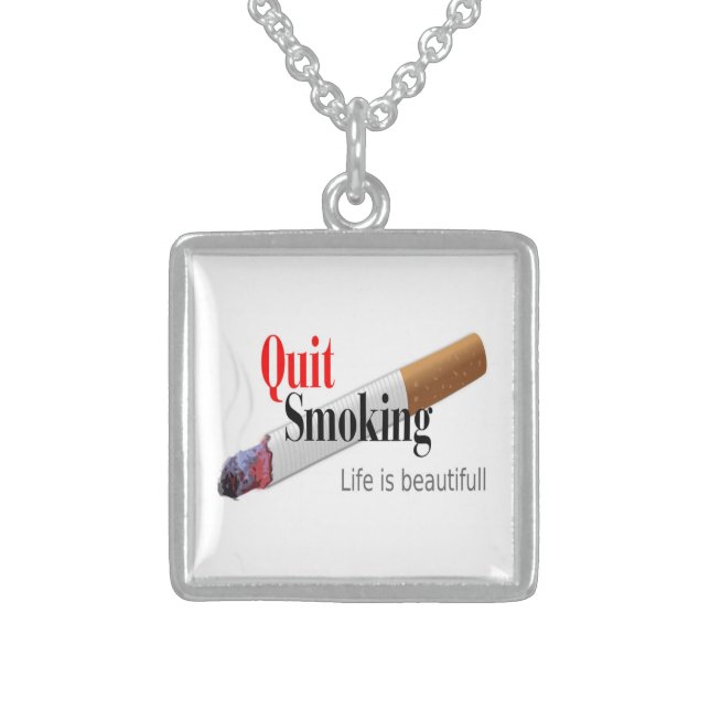 QUIT SMOKING STERLING SILVER NECKLACE (Front)