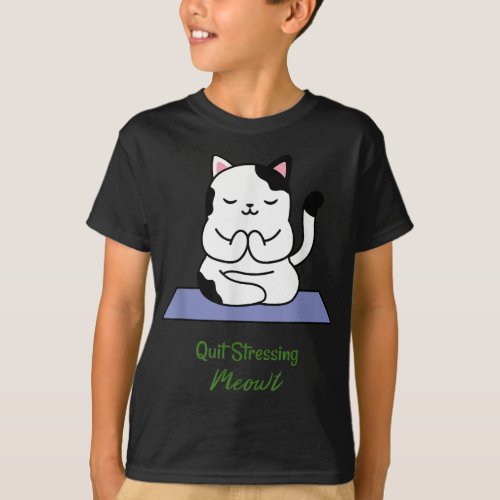 Quit Stressing Meowt Cat Lover Yoga Meditation Gym T_Shirt