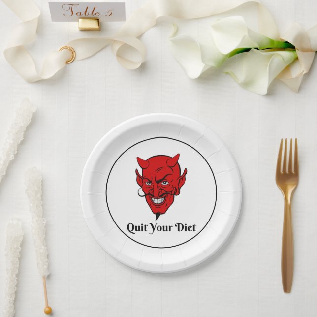 Quit Your Diet Devil Satan Paper Plates (Wedding)