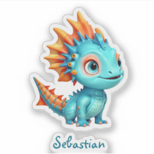 Quite alien dragon, turquoise. sticker