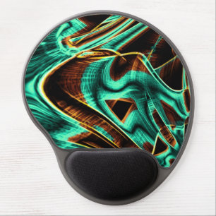 Quite crooked curves aquamarine and coffee grooves gel mouse pad