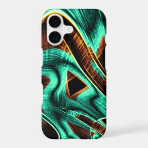 Quite crooked curves aquamarine and coffee grooves iPhone 17 case