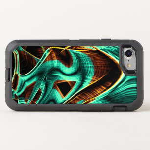 Quite crooked curves aquamarine and coffee grooves OtterBox defender iPhone SE/8/7 case