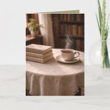 Quite Moments: Morning Tea and Books Art Card