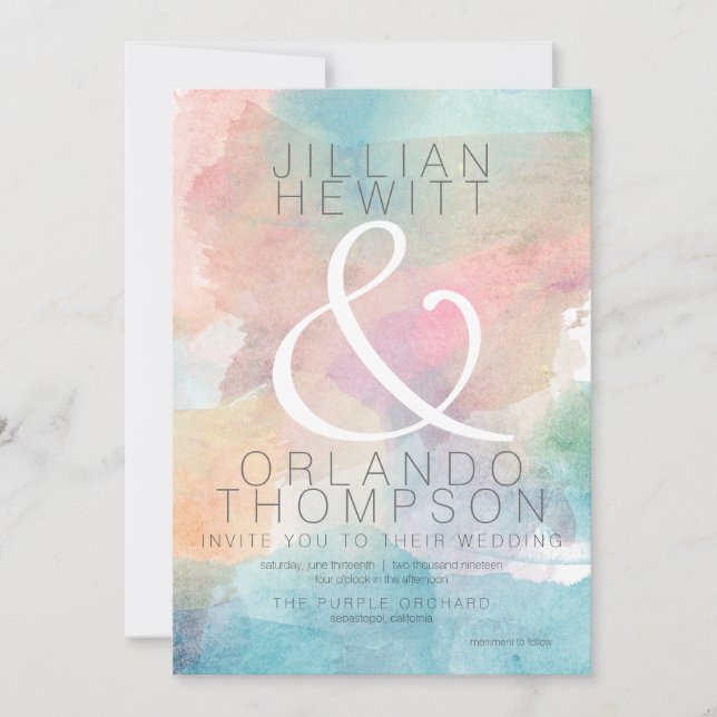 Quite Simply Watercolor Wedding Invitation 2 (Front)