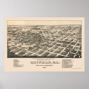 Quitman, GA Panoramic Map - 1885 Poster