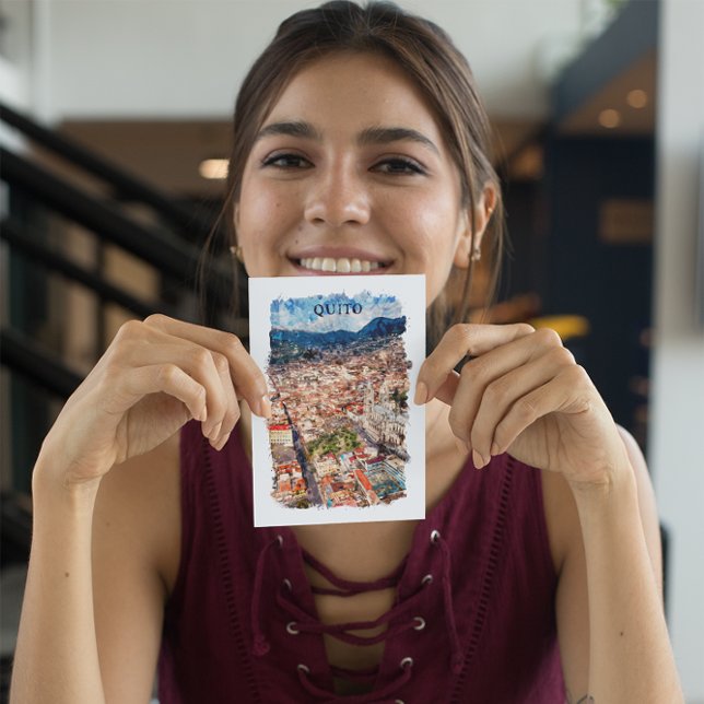 Quito Ecuador Cityscape Postcard (quito ecuador retro vintage travel postcard)