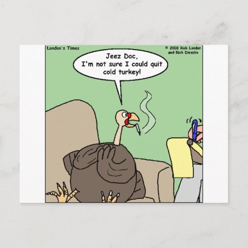 Quittng Smoking Cold Turkey Funny Gifts  Tees Postcard