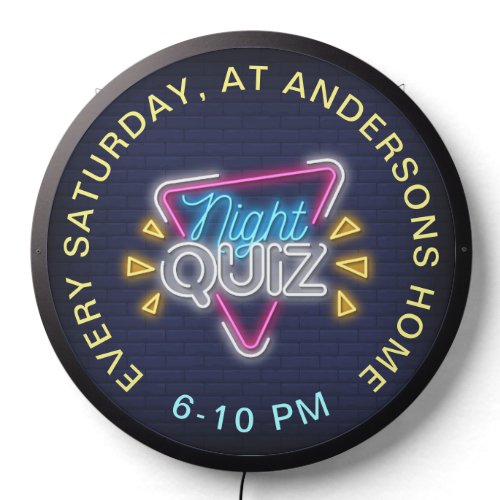 Quiz Night Neon Style Signs Custom Text