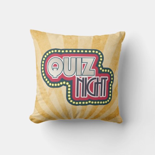 Quiz Night Trivia Party Sunburst Throw Pillow