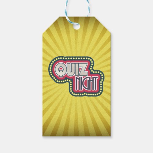 Quiz Night Trivia Party Yellow Sunburst Gift Tags