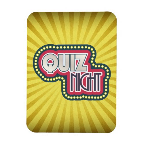 Quiz Night Trivia Party Yellow Sunburst Magnet