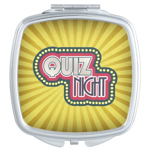 Quiz Night Trivia Party Yellow Sunburst Mirror For Makeup