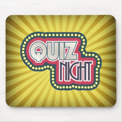 Quiz Night Trivia Party Yellow Sunburst Mouse Pad