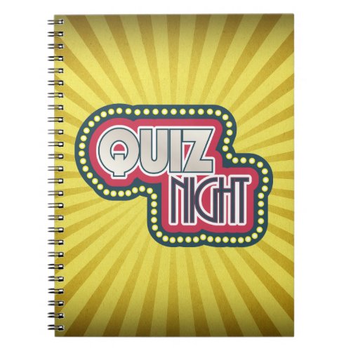 Quiz Night Trivia Party Yellow Sunburst Notebook