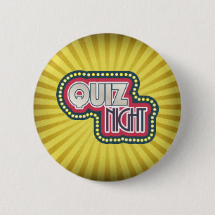 Quiz Night Trivia Party Yellow Sunburst Pinback Button