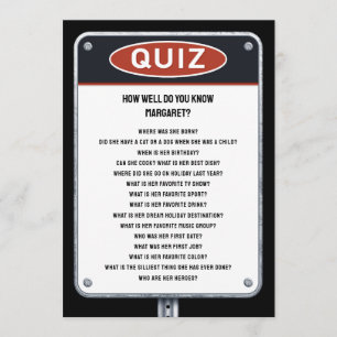 Quiz party game with traffic sign invitation