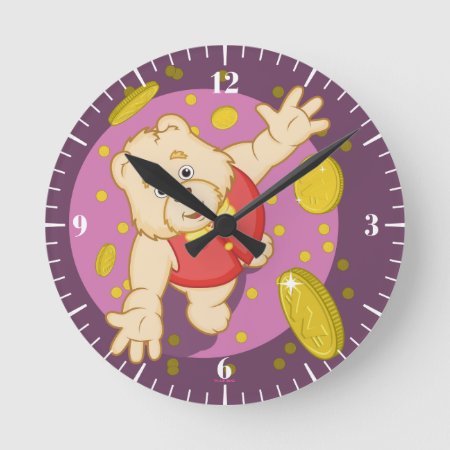 Quizzy Bear Round Clock