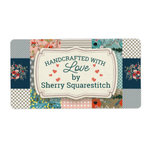 Qulter quilting floral stripes block quilt label