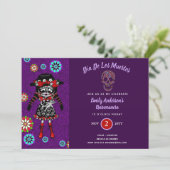 QUNICEANERA Day of The Dead Sugar Skull Sweet 16 Invitation (Standing Front)
