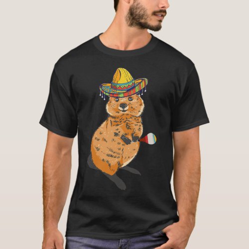Quokka Animal Mexican Sombrero Hat Costume Cinco D T_Shirt